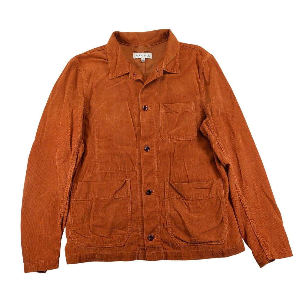 Alex Mill Mens Small Corduroy Chore Jacket Rust Orange Cotton Workwear Coat